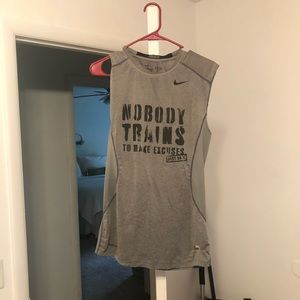Grey Nike Pro Custom Fitted Tank